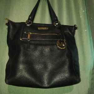 Michael Kors large black leather satchel